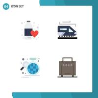 Modern Set of 4 Flat Icons and symbols such as diet business water transport globe Editable Vector Design Elements