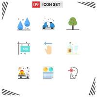 Set of 9 Modern UI Icons Symbols Signs for arrow spa sign board summer spa board Editable Vector Design Elements