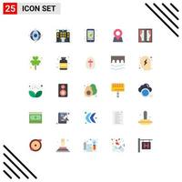 Mobile Interface Flat Color Set of 25 Pictograms of frame pin device marker location Editable Vector Design Elements