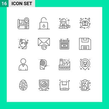 16 Outline concept for Websites Mobile and Apps brain product avatar life cycle user Editable Vector Design Elements