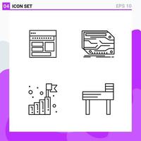 conjunto de 4 iconos en estilo de línea símbolos de contorno creativo para el diseño de sitios web y aplicaciones móviles signo de icono de línea simple aislado en fondo blanco 4 iconos creativo fondo de vector de icono negro