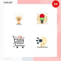 Editable Vector Line Pack of 4 Simple Flat Icons of award basket reward journalist cart Editable Vector Design Elements