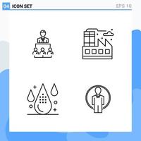 Modern 4 Line style icons Outline Symbols for general use Creative Line Icon Sign Isolated on White Background 4 Icons Pack Creative Black Icon vector background