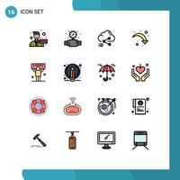 Universal Icon Symbols Group of 16 Modern Flat Color Filled Lines of campaign right arrow share reload link Editable Creative Vector Design Elements