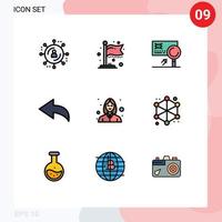 9 Universal Filledline Flat Colors Set for Web and Mobile Applications analytics woman card female undo Editable Vector Design Elements