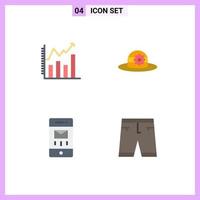 Editable Vector Line Pack of 4 Simple Flat Icons of analysis mail chart cap accessories Editable Vector Design Elements