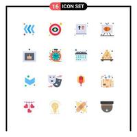 Mobile Interface Flat Color Set of 16 Pictograms of celebration television ecommerce sports game Editable Pack of Creative Vector Design Elements