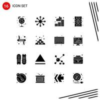 16 Thematic Vector Solid Glyphs and Editable Symbols of safety weapon chart victorinox ground Editable Vector Design Elements