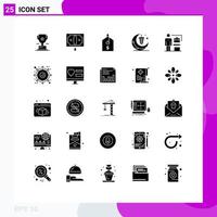 25 Universal Solid Glyphs Set for Web and Mobile Applications accomplished cresent price moon light Editable Vector Design Elements