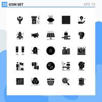 Pictogram Set of 25 Simple Solid Glyphs of weather fog gas eye surveillance Editable Vector Design Elements