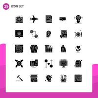 Pictogram Set of 25 Simple Solid Glyphs of setting idea growth bulb trailer Editable Vector Design Elements