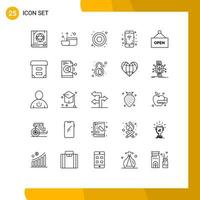 Group of 25 Lines Signs and Symbols for archive shop hexahedron open signals Editable Vector Design Elements