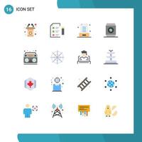 Modern Set of 16 Flat Colors Pictograph of music soft test food office Editable Pack of Creative Vector Design Elements