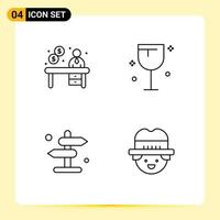 4 Creative Icons Modern Signs and Symbols of business direction reception glass road Editable Vector Design Elements