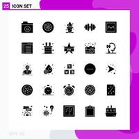 Pack of 25 creative Solid Glyphs of user communication dumbbell coding graph Editable Vector Design Elements