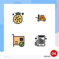 Group of 4 Modern Filledline Flat Colors Set for berry computers raspberry truck devices Editable Vector Design Elements