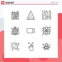 Set of 9 Modern UI Icons Symbols Signs for party music healthy disco file Editable Vector Design Elements