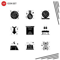 colección de 9 iconos vectoriales en estilo sólido símbolos de glifo perfecto de píxel para web y móvil signos de icono sólido sobre fondo blanco 9 iconos fondo de vector de icono negro creativo