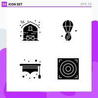 Set of 4 icons in solid style Creative Glyph Symbols for Website Design and Mobile Apps Simple Solid Icon Sign Isolated on White Background 4 Icons Creative Black Icon vector background