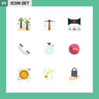 Universal Icon Symbols Group of 9 Modern Flat Colors of stopwatch camposs cinema telephone call Editable Vector Design Elements