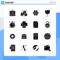 Modern 16 solid style icons Glyph Symbols for general use Creative Solid Icon Sign Isolated on White Background 16 Icons Pack Creative Black Icon vector background