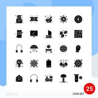 25 Universal Solid Glyphs Set for Web and Mobile Applications logistic funds herbal donation crowd funding Editable Vector Design Elements