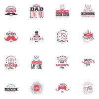 16 Black and Pink Happy Fathers Day Design Collection A set of twelve brown colored vintage style Fathers Day Designs on light background Editable Vector Design Elements