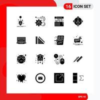 16 Universal Solid Glyphs Set for Web and Mobile Applications distractions social media team sound device Editable Vector Design Elements