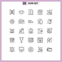 Line Pack of 25 Universal Symbols of bonfire letter copy email paper Editable Vector Design Elements