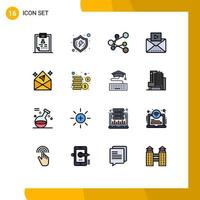 16 Creative Icons Modern Signs and Symbols of arrow media shield mail share Editable Creative Vector Design Elements