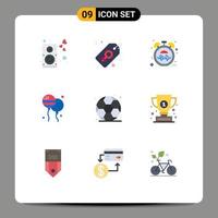 conjunto de 9 iconos de interfaz de usuario modernos signos de símbolos para elementos de diseño vectorial editables de gym american beat fly bloon vector