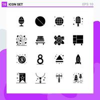 16 Universal Solid Glyphs Set for Web and Mobile Applications leaves party connected ice carnival Editable Vector Design Elements