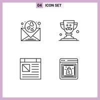 conjunto de 4 iconos modernos de la interfaz de usuario signos de símbolos para elementos de diseño vectorial editables del sitio web del padre de la boda de la computadora del corazón vector