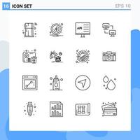 16 User Interface Outline Pack of modern Signs and Symbols of fail computers coding computing computer Editable Vector Design Elements