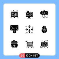 9 Creative Icons Modern Signs and Symbols of sign message business solution mail party Editable Vector Design Elements