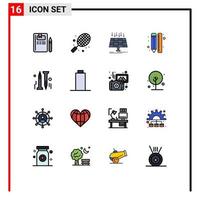 Flat Color Filled Line Pack of 16 Universal Symbols of design line solar draw smart city Editable Creative Vector Design Elements