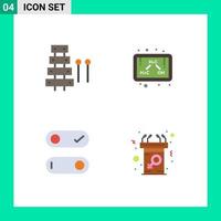 Pack of 4 Modern Flat Icons Signs and Symbols for Web Print Media such as audio control sound ethanol toggle Editable Vector Design Elements