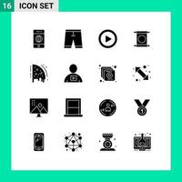 Pack of 16 creative Solid Glyphs of pizza chinese shorts china scroll Editable Vector Design Elements