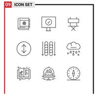 Outline Pack of 9 Universal Symbols of sky expand computer arrows film Editable Vector Design Elements