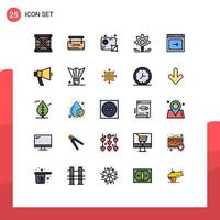 25 User Interface Filled line Flat Color Pack of modern Signs and Symbols of arrow search audio research video Editable Vector Design Elements