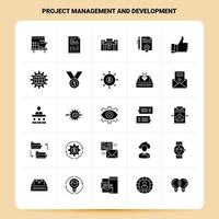 Solid 25 Project Management and Development Icon set Vector Glyph Style Design Black Icons Set Web and Mobile Business ideas design Vector Illustration