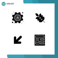 Mobile Interface Solid Glyph Set of 4 Pictograms of management down ecology plant document Editable Vector Design Elements