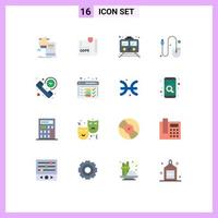 Set of 16 Vector Flat Colors on Grid for mouse computer page transportation subway Editable Pack of Creative Vector Design Elements