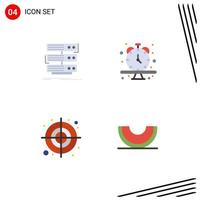 4 Flat Icon concept for Websites Mobile and Apps server circular database schedule shape Editable Vector Design Elements