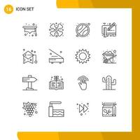 Modern Set of 16 Outlines and symbols such as graduate cup ruler ball pencil document Editable Vector Design Elements