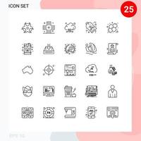 Paquete de 25 líneas de interfaz de usuario de signos y símbolos modernos de etiqueta de nube de etiquetas químicas elementos de diseño de vectores editables ecológicos