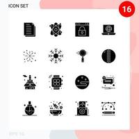 16 Thematic Vector Solid Glyphs and Editable Symbols of fire globe browser world password Editable Vector Design Elements