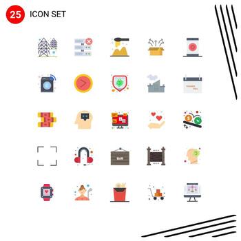 paquete de líneas vectoriales editables de 25 colores planos simples de elementos de diseño vectorial editables de caja abierta de producto multimedia vector