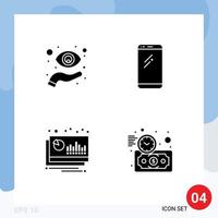 Set of 4 Modern UI Icons Symbols Signs for eye iphone view smart phone chart Editable Vector Design Elements