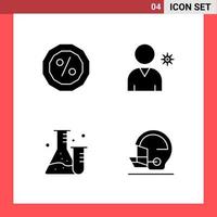 4 Icon Pack Solid Style Glyph Symbols on White Background Simple Signs for general designing Creative Black Icon vector background